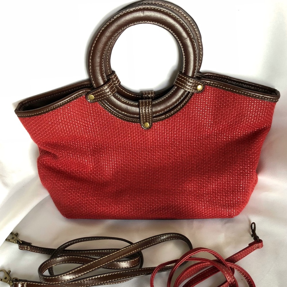 ❌SOLD Croft & Barrow Red & Brown woven purse